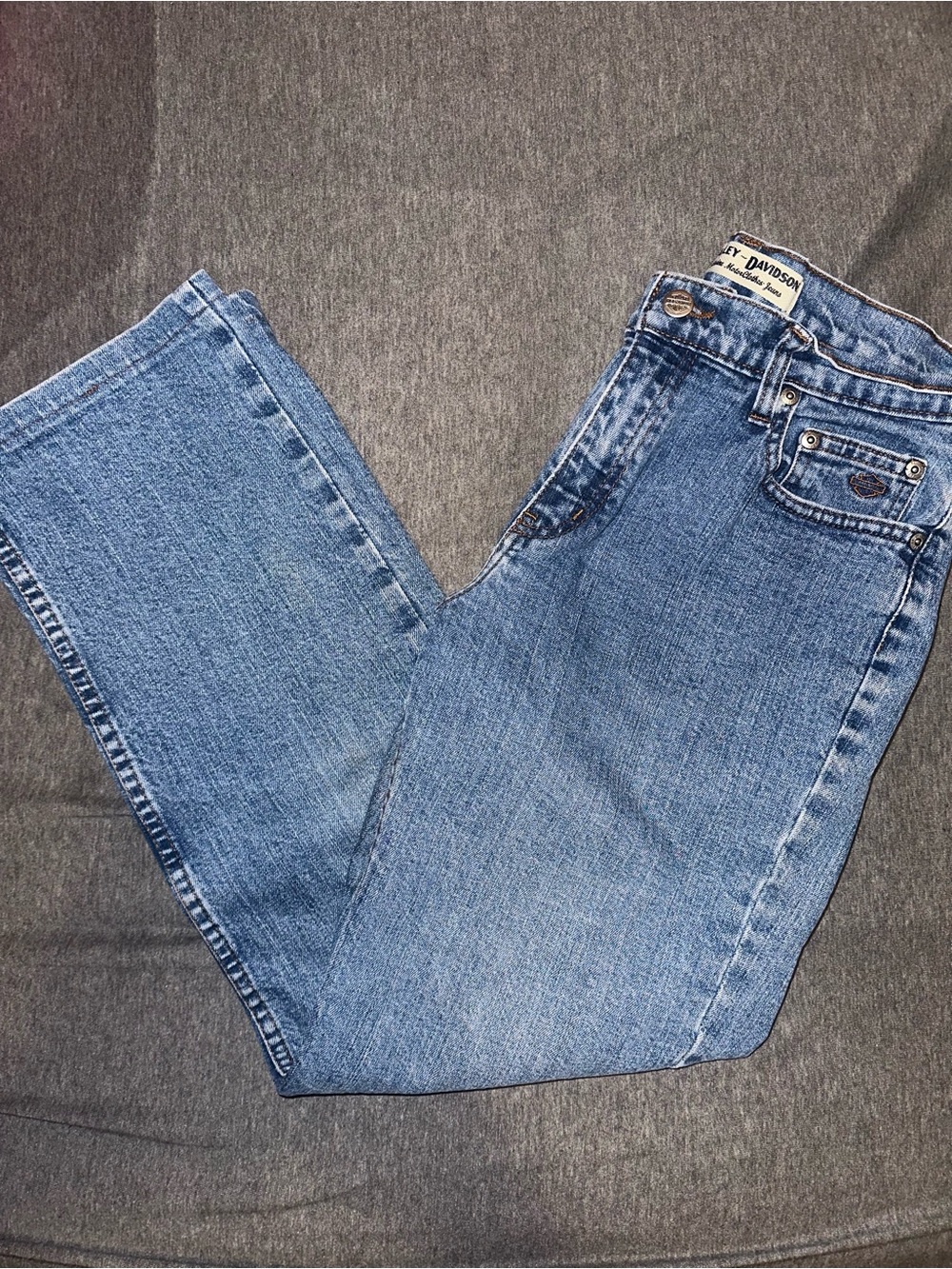 Harley-Davidson Women's Light Blue Denim Jeans y2k vintage